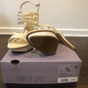 Cream strapped heels